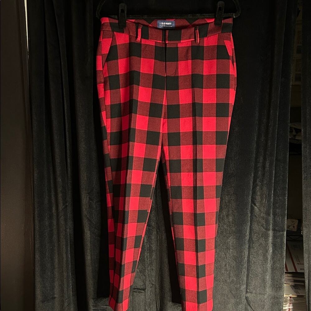 Red Buffalo Plaid Lined Pants | Holiday Party Punk Chic | Size 6